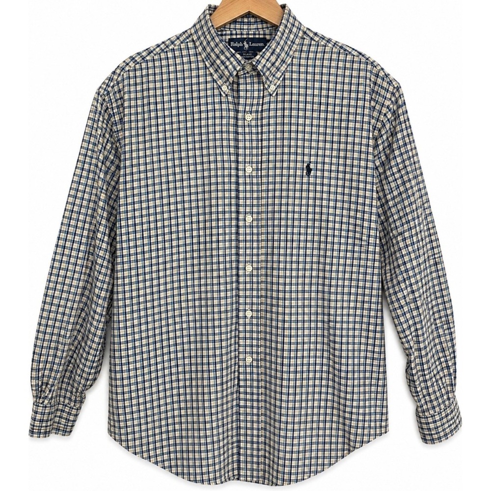 Polo Ralph Lauren Blake Shirt Men XL Blue Plaid Button Down Cotton Classic